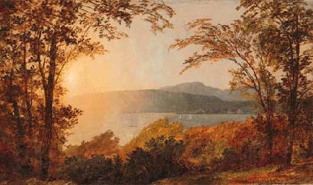 Jasper Cropsey Sunset, Hudson River Germany oil painting art